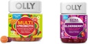 OLLY Adult Multivitamin Gummy with Probiotics, 1 Billion CFUs, 70 Count and Extra Strength Elderberry Gummies, Immune Support, 450mg, 60 Count