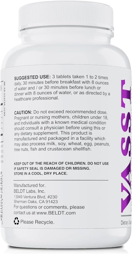 BELDT Labs VASST Nitric Oxide Booster, N.O. Συμπλήρωμα με πάνω από 3.000mg Arginine-AKG, OKG, GKG, και L- Arginine HCL για την οικοδόμηση μυών και την ενισχυμένη αγγειότητα - 90 δισκία