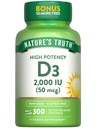 Doğanın Gerçek Vitamin D3 2000 IU | 300 Softgels | Yüksek Potency Formula | Non-GMO & Gluten Free Supplement