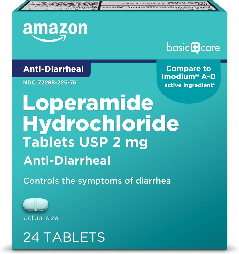 Temel Bakım Loperamid Tablet Tabletleri, 2 mg, Anti-Diarrheal, 24 Kont (Pack of 1) (Pazarlama değişebilir)