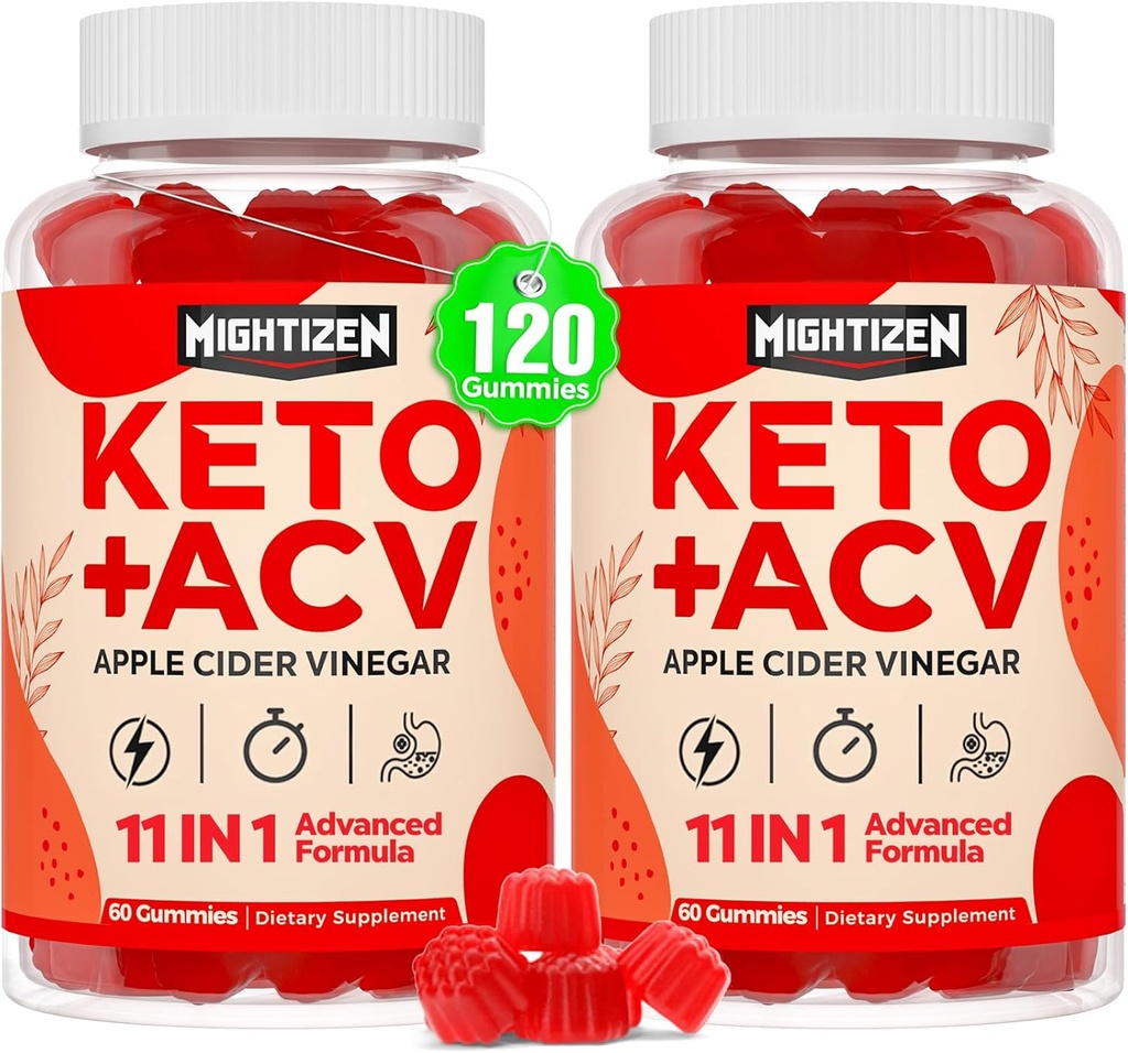Apple Cider Vinegar Gummies, Max Strength Keto Acv Gummies with Green Tea, Probiotics, B12, B6, Keto Support, Apple Cider Vinegar with Mother for Detox & Cleanse, Digestion & Gut, Vegan, 120 Counts
