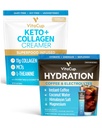 VitaCup Hydration Instant Coffee Sticks w/Electrolytes, Coconut Water, Medium Roast 18ct & Keto + Collagen Vanilla Coffee Creamer w/Superfoods & MCTs, 10 ozz