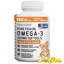 Vahşi Caught Omega 3 Balık Yağı Köpekler için - 180 Softgel Capsules for Health Skin and Coat - 300 mg Mini Köpek Balık Yağ Pills for Shedding, Kuru Itching Skin ve Hot Spots - Pet Omega Salmon Supplement
