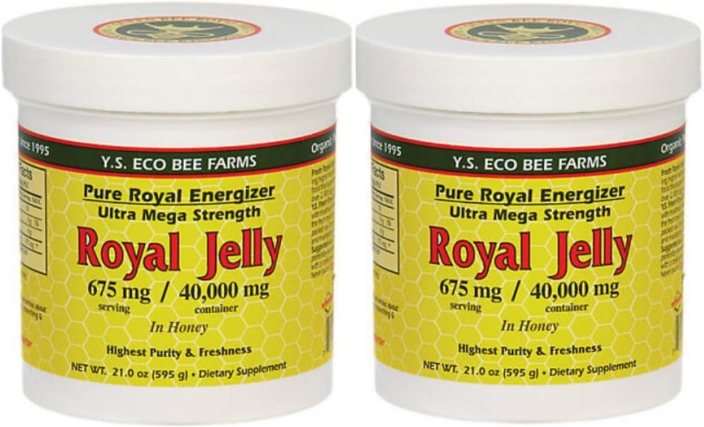 Y.S. Eco Bee Farms, (2 Pack) Royal Jelly, Honey, 675 mg, 1.3 lbs (595 g)