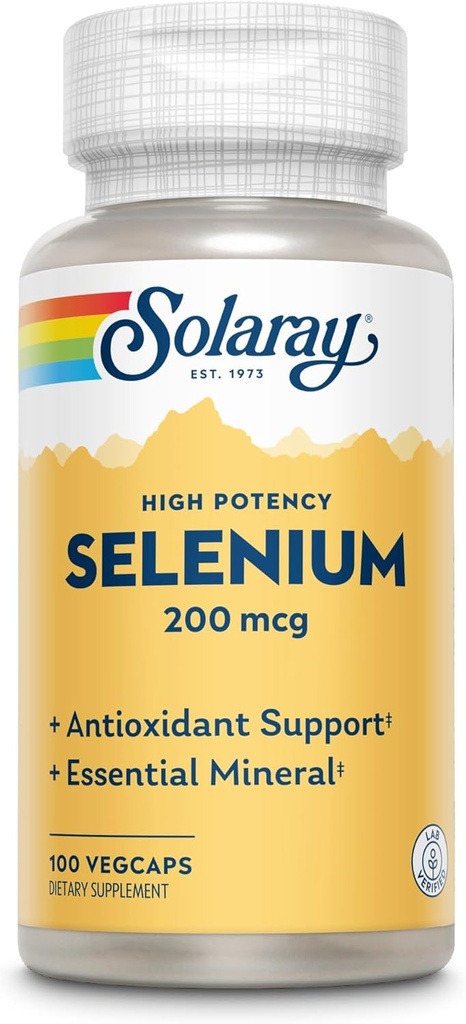 Solaray Selenium 200 McG Υψηλή ισχύς, 100 Ct