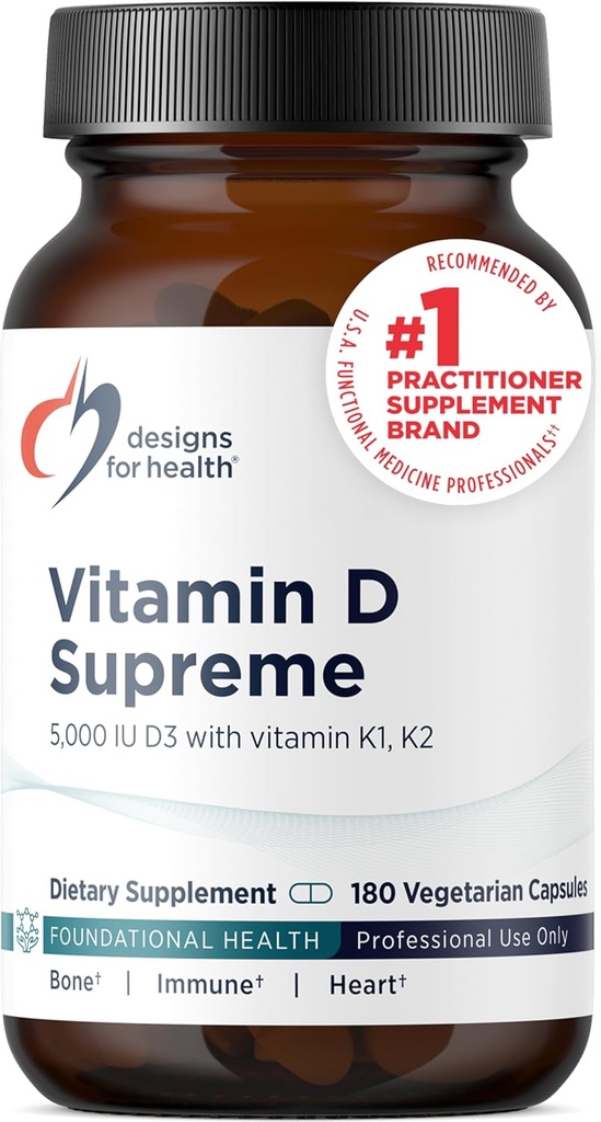 Sağlık A Vitamini için Tasarımlar Yüksek - D 5000 IU ile 2000 A Vitamin K, Bone Health, Heart Health, Mood & Immune Support - D3 GG Supplement ile Geliştirildi (180 Capsules)