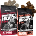 Bully Max Vitality Dog Chews and Puppy Soft Chews Bundle for Total Support with Daily Vitamins for Puppies and Adult Dogs – Συμπεριλαμβανομένων των ανοσοποιητικών, των αρθρώσεων, του δέρματος, του παλτό, της πήξεως, και της υποστήριξης ανάπτυξης