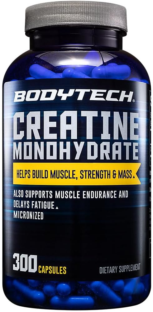 BODYTECH Creatine Monohydrate Κάψουλες ένα Micronized ένα Υποστηρίζει μυϊκή δύναμη, μάζα, και αντοχή (300 κάψουλες)