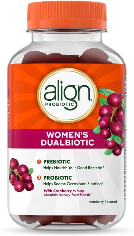 Align Women's Health, Prebiyotik + Probiyotik, Feminine Health için Cranberry ile, Digestive Health için iyi bakteri eklemeye yardım et, 50 Gummies