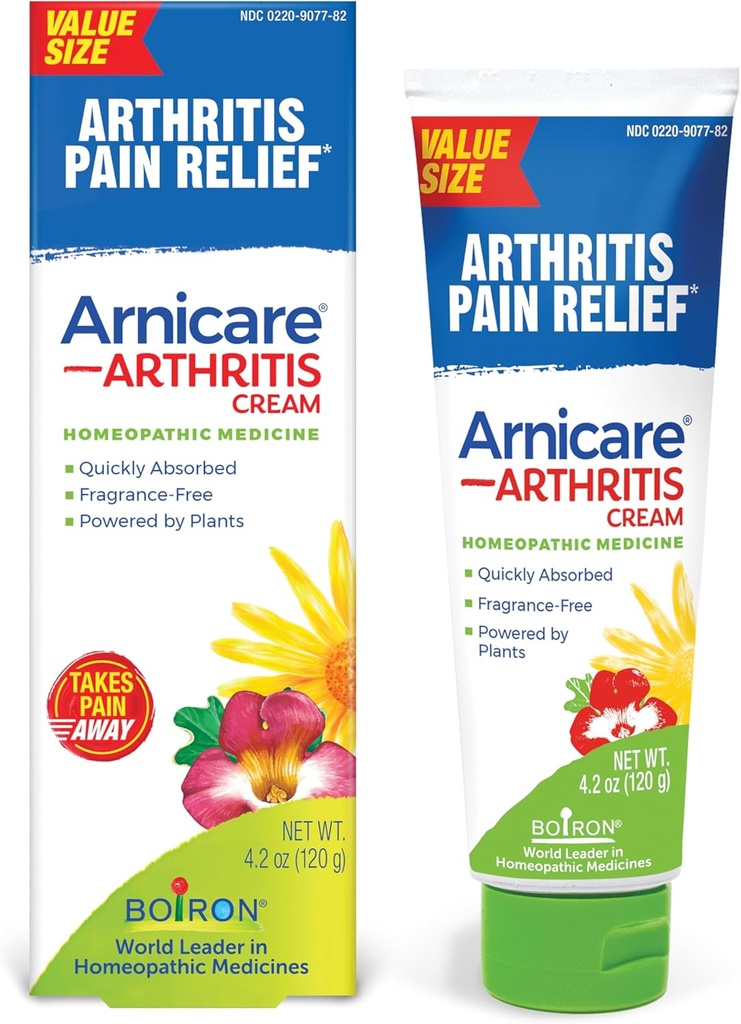 Boiron Arnicare Arthritis Cream for Pain Relief of Knees, Hands, Wrists, Elbows, Joints & Muscles – Quickly Absorbed & Fragrance-Free – 4.2 oz