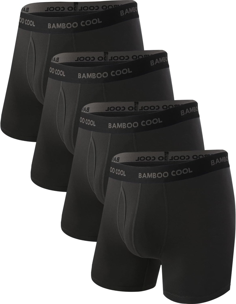 BAMBO COOL Men's Ultra Breathable Underwear,No Riding Up Boxer Briefs with ComfortFlexible Waistband,Multipack