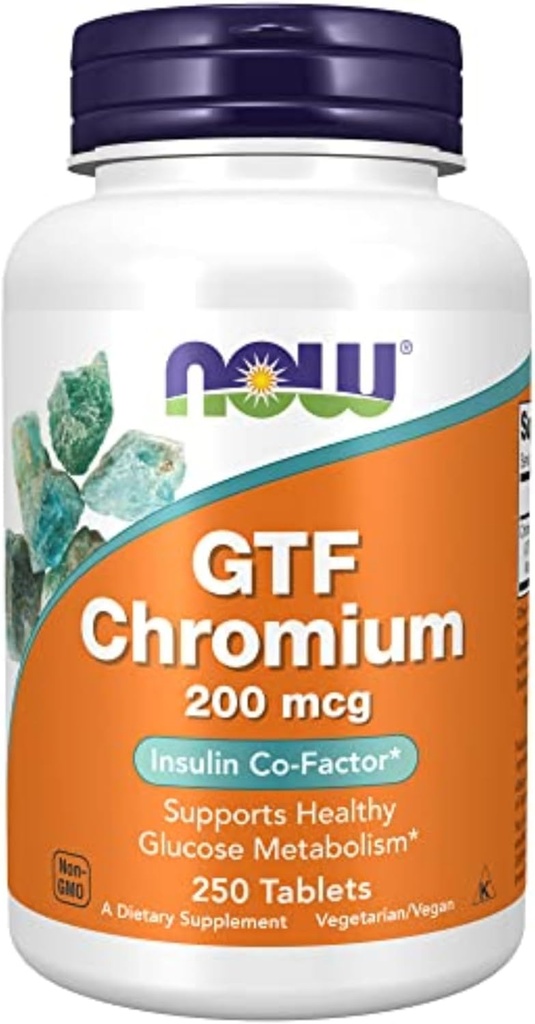 Şimdi Gıdalar Tamamlar, GTF (Glucose Tolerance Factor) Chromium 200 mcg, Insulin Co-Factor*, 250 Tablet