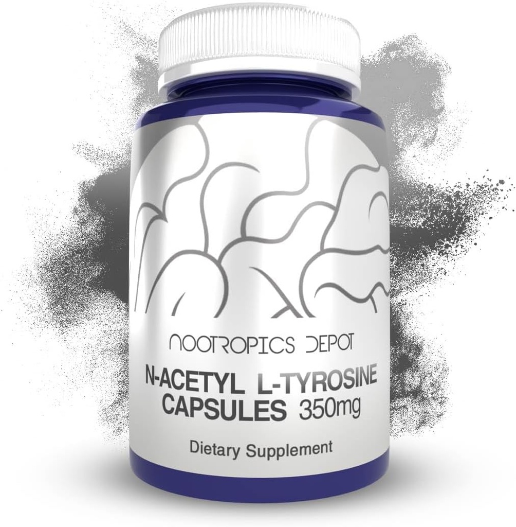 Nootropics Depot N-Acetyl L-Tyrosine Capsules | 350 mg | 240 Kont | NALT | Amino Asit Supplement | Natural Supplement | Supports Memory, Learning, Focus, Sağlıklı Stres Seviyeleri