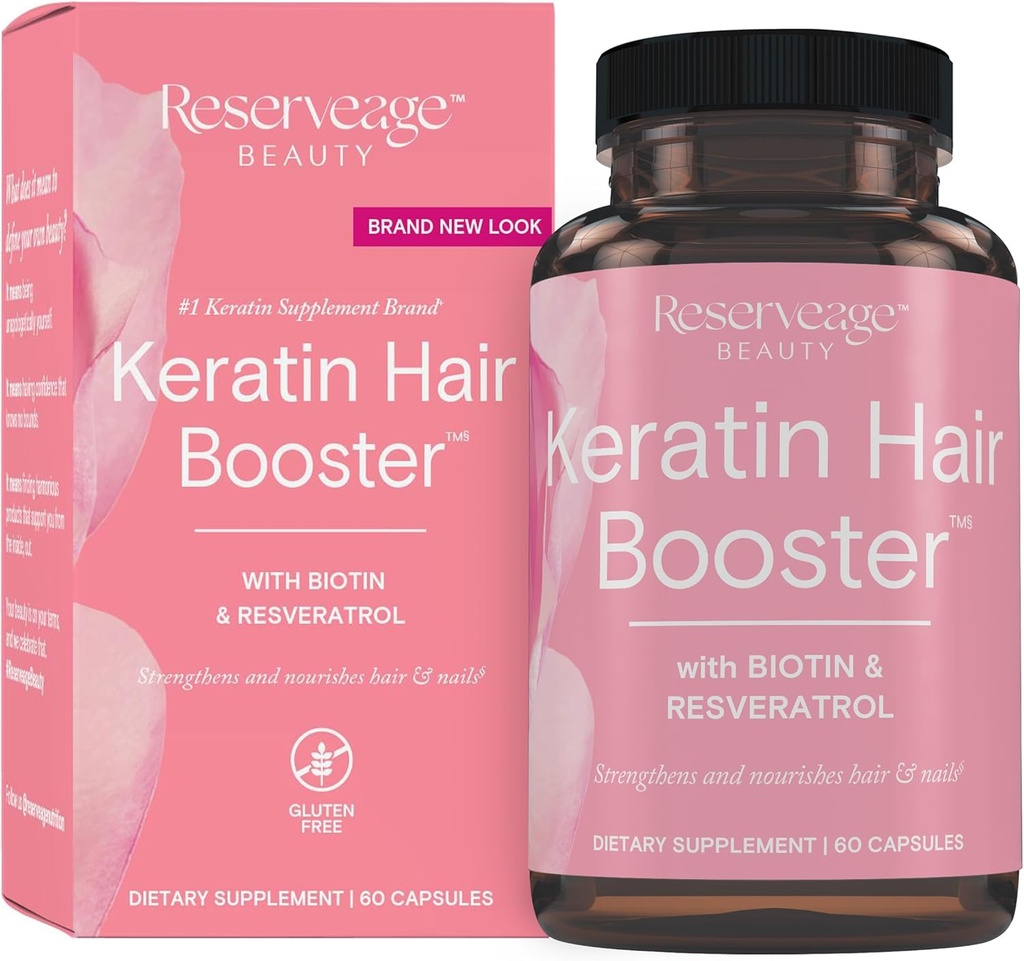 Biotin & Resveratrol ile Rezerv Güzellik Keratin Saç Takdiri - Kadınlar için Saç ve Nail Büyüme Tamamı - Biotin ile Sağlıklı Kalınlık & Shine - 60 Capsules (30 Hizmet)