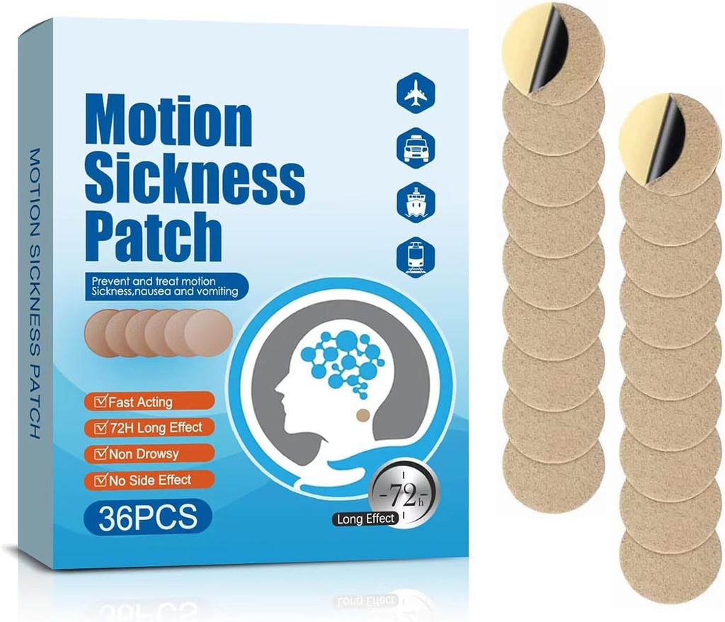 Hareket Hastalığı Patches, 36 Kont Gemi EEZ Deniz Hastalığı Uçaklar Arabalar Bus veya Tren Için Drowsy, Hızlı Acting & 72 Hours Long Last (36 Count)