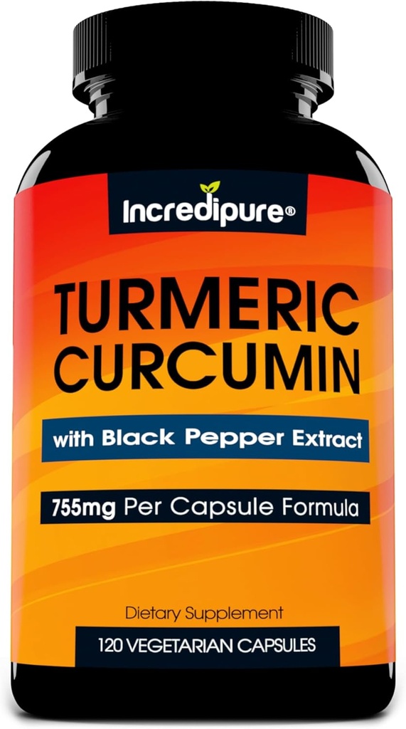 Turmeric Curcumin Supplement w/ BioPerine - 755mg ανά κάψουλα, 120 Veggie Caps by Curcumin Incredipure