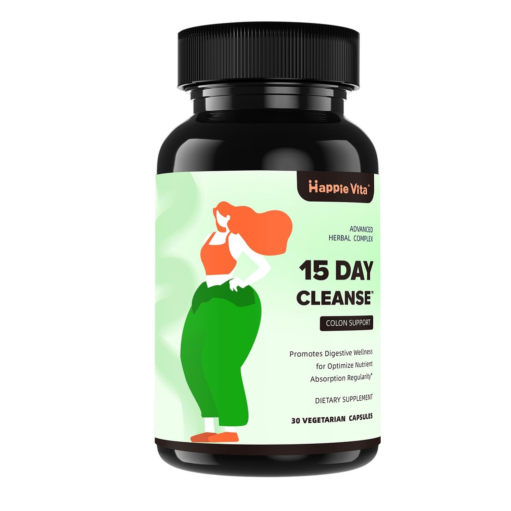15 Günlük Gut Cleanse Detox for Women & Men, Advanced Gentle Gut Colon Cleanse Detox with Psyllium Husk, Cascara Sagrada, Senna ve Probiyotik Natural Laxative, 30 Capsules