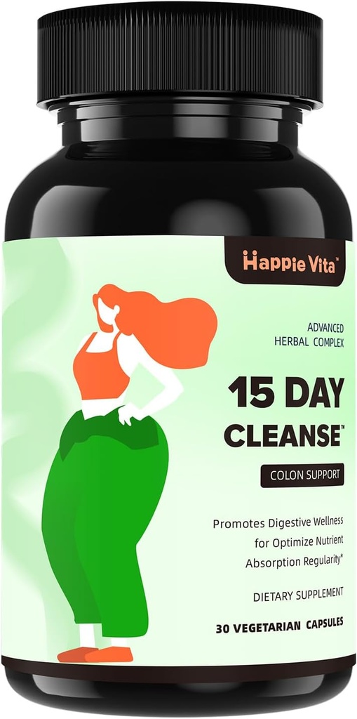 15 Günlük Gut Cleanse Detox for Women & Men, Advanced Gentle Gut Colon Cleanse Detox with Psyllium Husk, Cascara Sagrada, Senna ve Probiyotik Natural Laxative, 30 Capsules