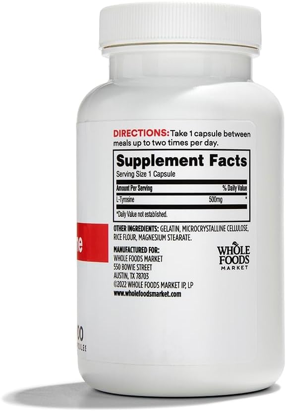 Ολόκληρη η αγορά τροφίμων, L Tyrosine 500Mg, 100 κάψουλες (πακέτο των 2)