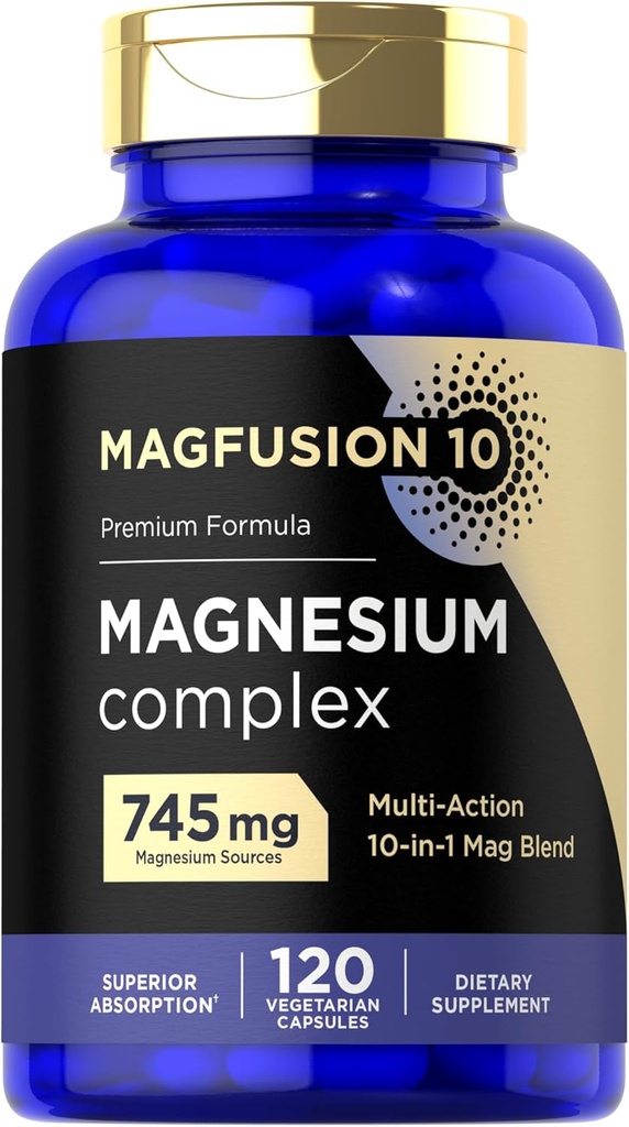 Magnezyum Kompleksi 745 mg | 120 Capsules | 10 in 1 Mix | Vegetarian, Non-GMO, Gluten Free