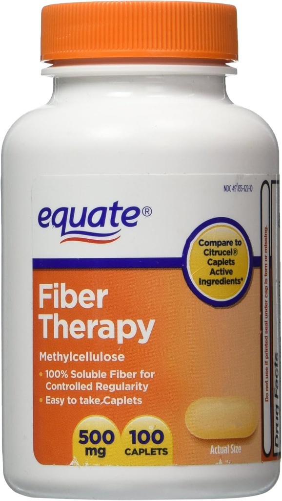 Düzenli Fiber Supplement Caplets için Equate Fiber Terapi, 500 mg, 100-Count Şişe