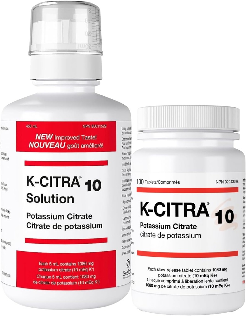 100 Tablets - Potassium Citrate Supplement - Effective Alkali Therapy & Simple Dosing Regimen - Best for Potassium Depletion & Kidney Stones - Contains 1080mg of Potassium Citrate per Tablet