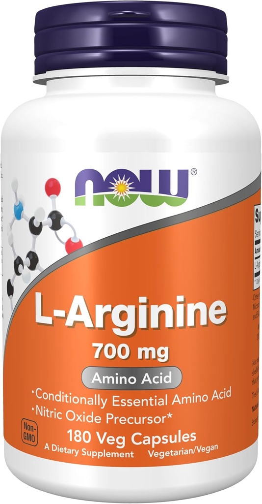 Şimdi Gıdalar Tamamlıyor, L-Arginine 700 mg, Nitrik Çimento Precursor*, Amino Asit, 180 Veg Capsules