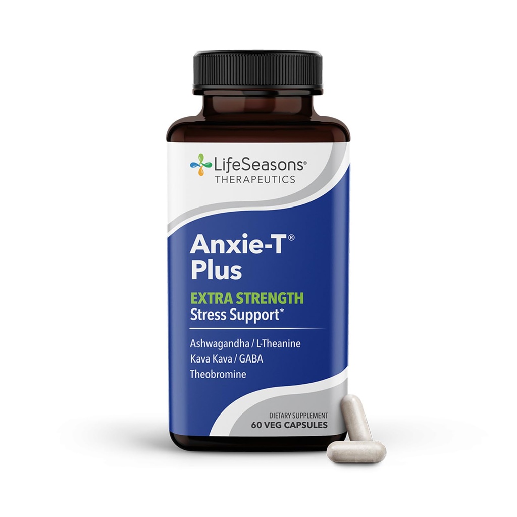 Anxie-T Plus - Ekstra Güçlü Stres Yardım Tamamı - Destekler Mood & Spirit Focus - Calm ve Rahatlayın - Eases Ger & Nervousness - Ashwagandha, Kava Kava Kava, GABA & L-Theanine - 60 Capsules