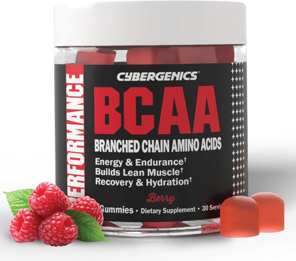 BCAA Gummies, Ενεργειακά μάσημα με Electrolytes διακλαδισμένη αλυσίδα Amino Acids, Build Lean μυών και Boost αντοχή, 60 Gummies, Berry Γεύση