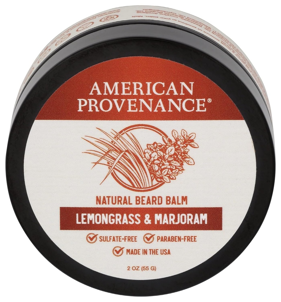 American Provenance Premium Natural Beard and Mustache Balm for Men with Shea Butter, Jojoba Oil, Argan Oil - Grooming Balm that conditions, Moisturizes and Strenthens Beards and Mustaches of Any Length | Lemongras & Marjoram, 2 oz (Poziya Petrolü)