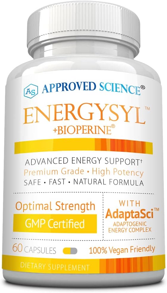Εγκεκριμένα Science Energysyl - Caffeine Free - με Adaptogens, Β Βιταμίνες, και Bioperine - 1 Μήνας Προσφορά - 60 Κάψουλες - Κατασκευάζονται στις ΗΠΑ