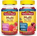 Nature Made Multivitamin Gummies Combo Pack for Him & Her, Tasty Men & Womens Multivitamin with Vitamin C, Vitamin D3, B Vitaminleri, çinko & More, Two Multivitamin Şişeleri
