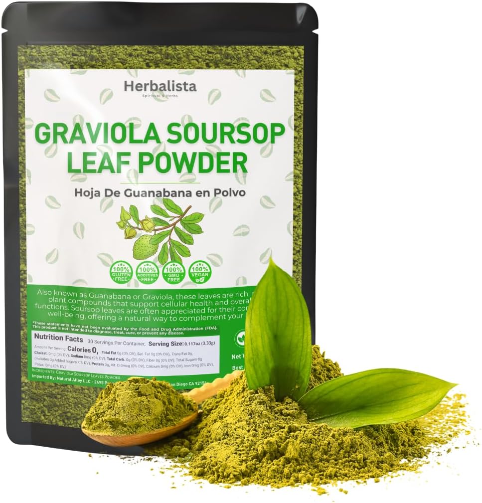 16oz (453g) Pure Soursop Leaf Powder - 100% Natural Graviola (Hoja de Guanábana) 