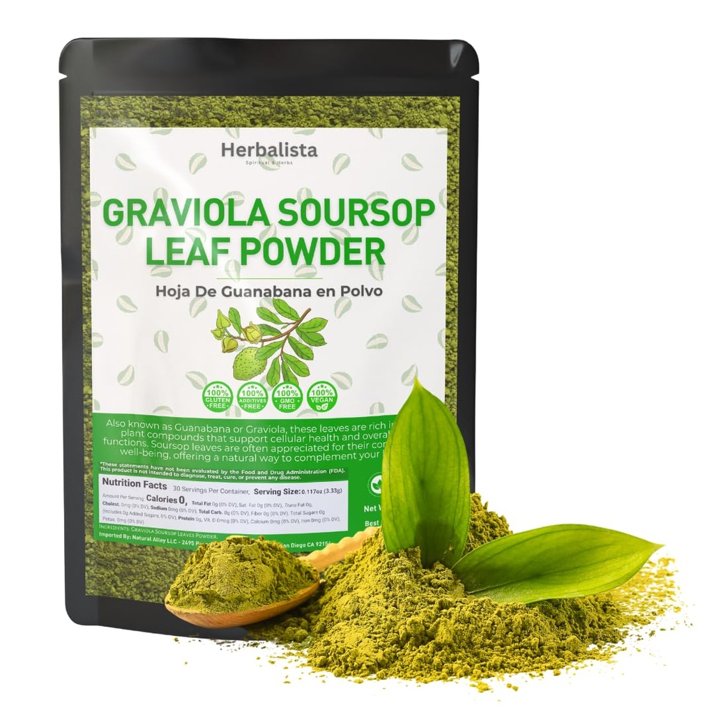 16oz (453g) Pure Soursop Leaf Powder - 100% Natural Graviola (Hoja de Guanábana) 