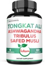Satoomi Tongkat Ali Kökü 200:1-9 Ashwagandha, Tribulus Terrestris & More - Destek Güçlü, Enerji ve Sağlıklı Immune - 60 Vegan Caps 2 Ay Supply