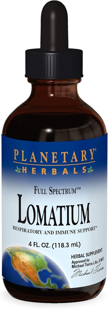 Πλανητικά βότανα Lomatium Full Spectrum Liquid, αναπνευστική και ανοσοποιητική υποστήριξη, 4 ουγγιά