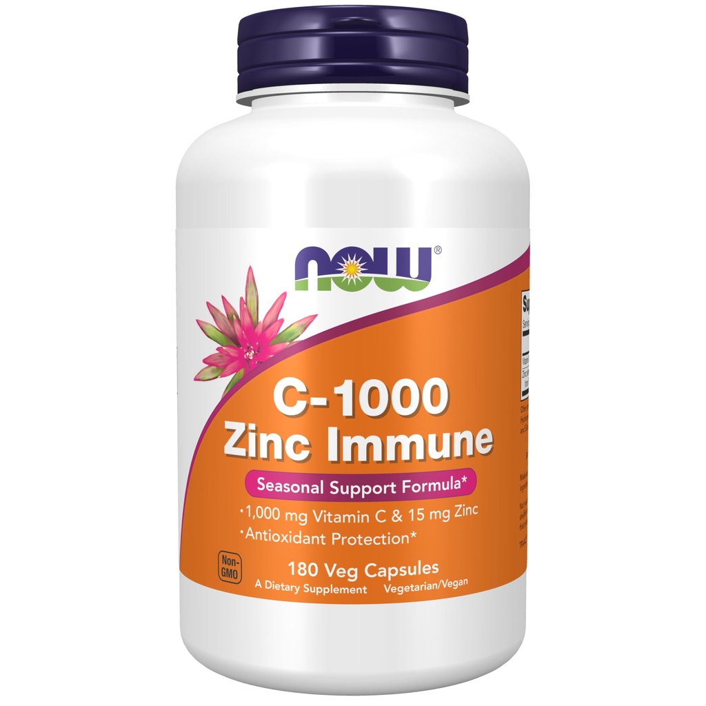 Şimdi Gıdalar Tamamlar, C-1000 & çinko Immune, Mevsimlik Destek Formula*, Antioksi Koruma*, 180 Veg Capsules