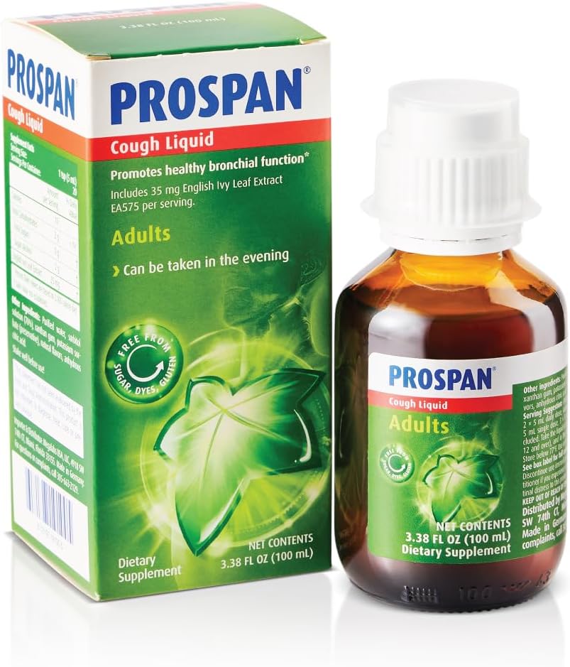 Prospan/Abrilar Cough Syrup + Mucus with Proprietary English Ivy Leaf Extract EA575 for Yetişkinler - Soothes Cough, Mucus Relief, Nodrew Sugar, Non-Drowsy, Alkol-Free, Drug-Free - 100mL