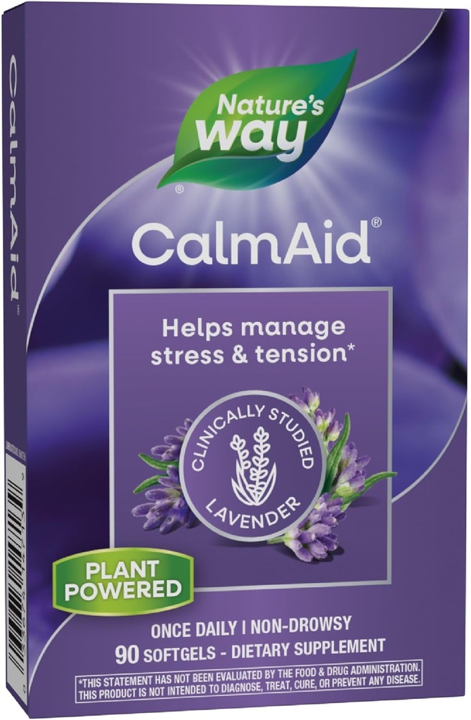 Nature's Way CalmAid, Helps Manage Strress and Tension*, Κλινικά Σπουδασμένη Λεβάντα, Μη-Νύχτα, 90 Softgels