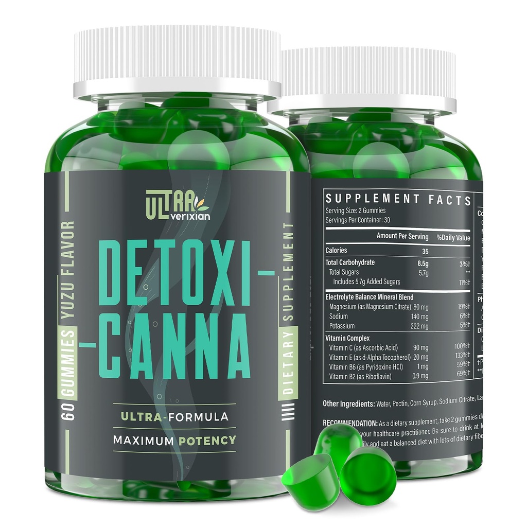 Detox Cleanse Gummies - Liver, Gut, Kidney Cleanse Detox & Tamir, Hızlı ve Etkili Full Body Cleanse Kadınlar ve Erkekler için Butle - Natural Plant-Based Detox Supplement, 60 Gummies
