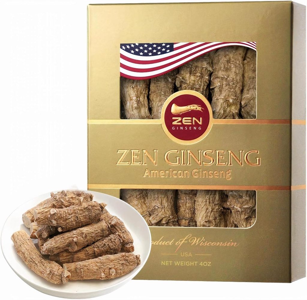 1 Box of Large Short American Wisconsin Ginseng Root (4oz) Erkekler ve Kadınlar için Ruh Sağlığı