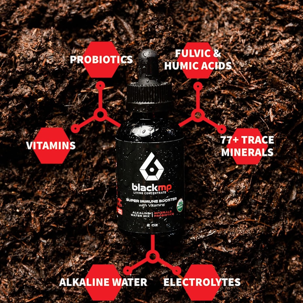 Super Immune ATM Drops with Vitamins- Farm Grade Fulvic & Humic Acids & USDA sertifikalı Organik Probiyotikler. Gut Health, Immune System & Bodily Functions'ı güçlendirin. - 2oz