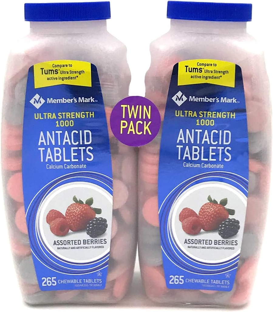 Üye Mark Ultra-Strength Antacid, Assorted Berry, 265 Kont (2 Pack)