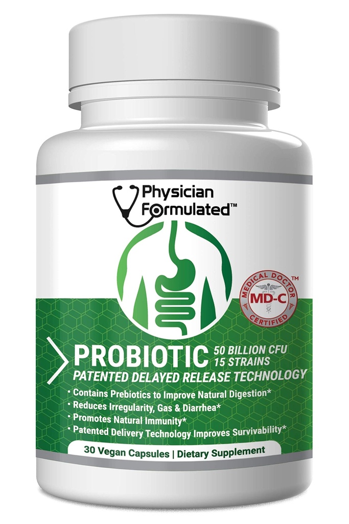 Kadınlar ve Erkekler için Probiyotikler - 50 Milyar 15 Strains Yavaş Yayın DR Capsules & Prebiyotikler Digestive Health, Immune Support Full Moon Supply