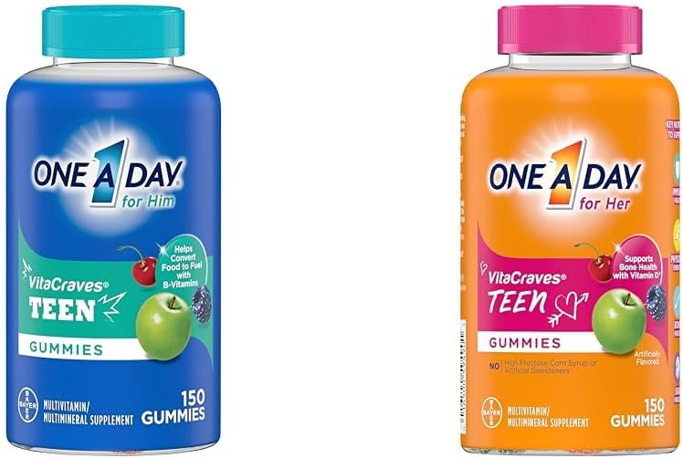 O Multivitamin Gummies & Teen için bir GÜN Teen, Multivitamin Gummies, C, D, E ve çinko, Immune Health Support, Physical Energy & More, 150 Count