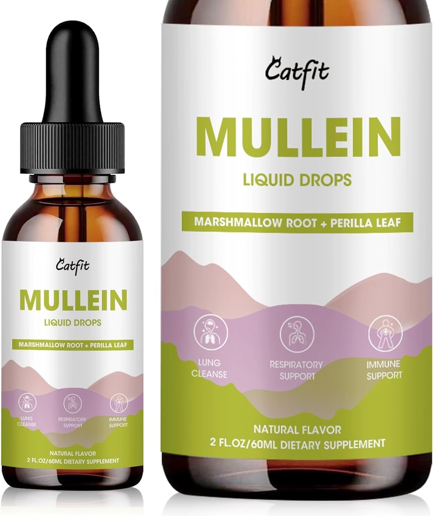 Lungs için Mullein Drops - Marshmallow Root, Perilla & Astragalus for Respiratory Support, Immune Boost & Lung Detox, Natural Herbal Formula, Vegan, 2 f ozzz