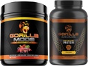 Gorilla μυαλό προ προπόνηση (Strawberry Kiwi) + Premium πρωτεΐνη ορού γάλακτος (Chocolate) - συνολική στοίβα για την τροφοδοσία μέγιστων αποτελεσμάτων