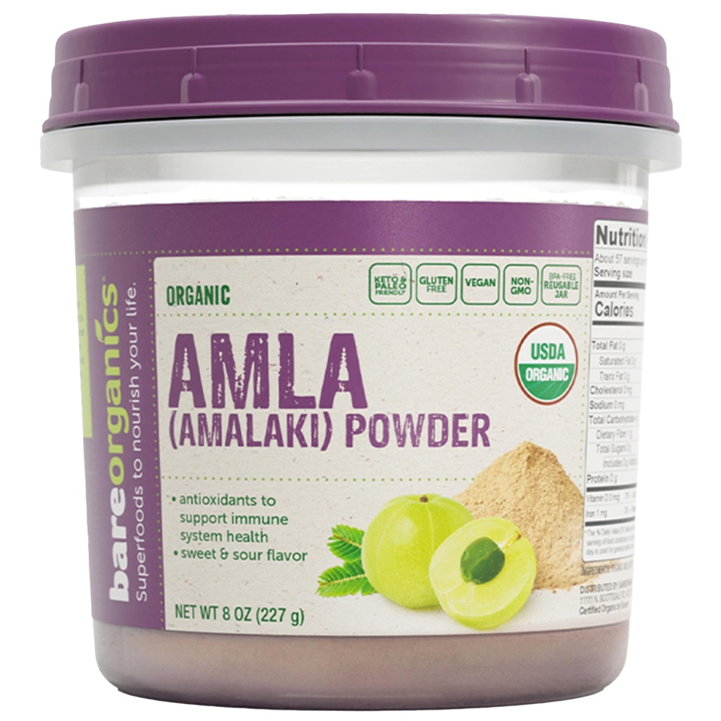 BareOrganics Amla, Hint Gooseberry & Superfood Toz, Diyet Tamam, 8 Oz