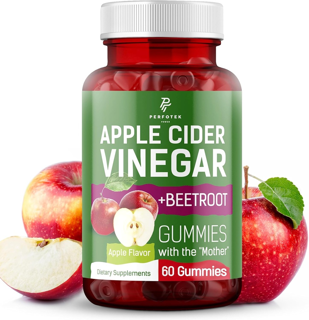 Apple Cider Vinegar Gummies - Doğal Apple Flavor - Sağlıklı Keto Gummies - GMO, Vegan, Gluten Free - Apple Cider Gummies (60 Adet)