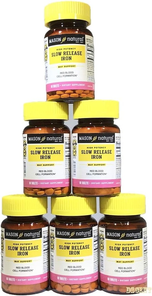 Mason Vitamins Slow Release Iron Συγκρίνετε με τα ενεργά συστατικά στο Slow Fe, 60 δισκία;er Μπουκάλι Συσκευασία των 6 μπουκάλια Σύνολο 360 δισκία6